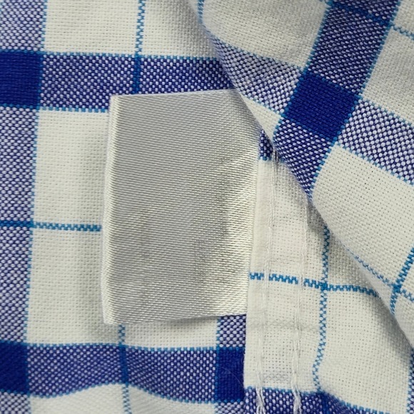 Oxford Mens Luxury Collection XL Button Up Shirt Blue White Plaid Long Sleeve - Picture 5 of 13